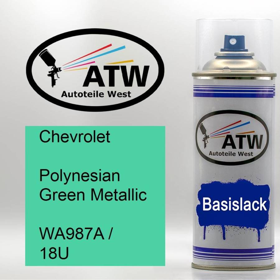 Chevrolet, Polynesian Green Metallic, WA987A / 18U: 400ml Sprühdose, von ATW Autoteile West.